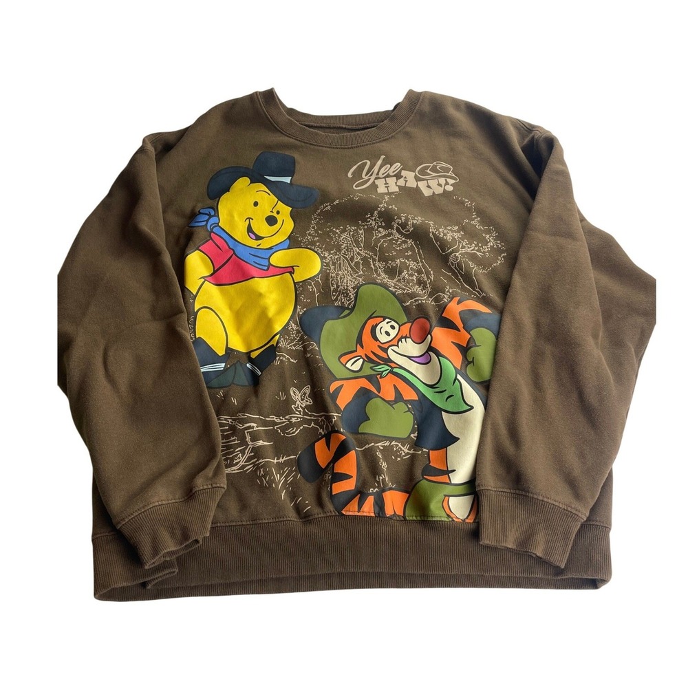 Disney Winnie the Pooh Yee Haw Brown Graphic Sweatshirt 3X Plus Size Cowboy